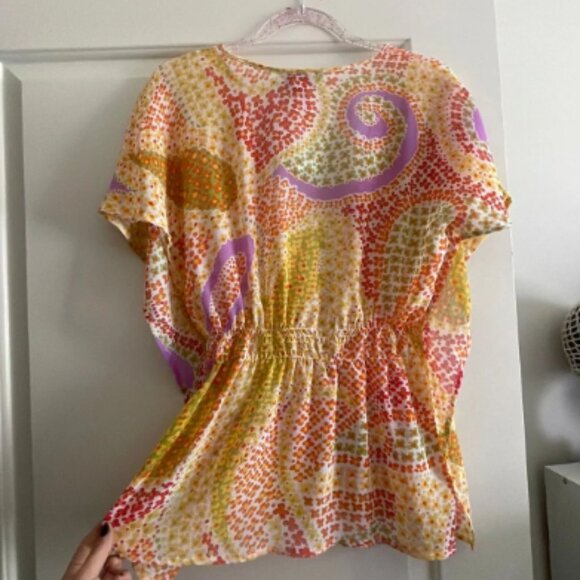 Psychedelic Floral Over-Piece Blouse - Picture 1 of 3
